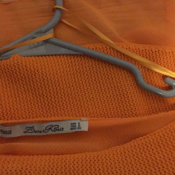 Zara collection orange knit and silk top size s - Picture 2 of 2